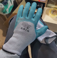 Перчатки Пена 75% Колесо -30 С тёмно зелёные,манжет х-б серый