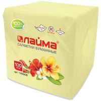 Салфетки бумажные 100 шт., ЛАЙМА, жёлтые (пастель), 100% целлюлоза