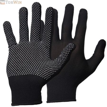 Перчатки нейлоновые черные в точку