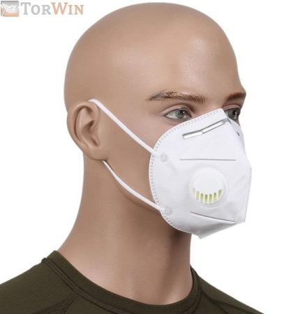 Респиратор с клапоном KN95 5 слоев, белая  Респиратор с клапоном KN95 5 слоев, белая