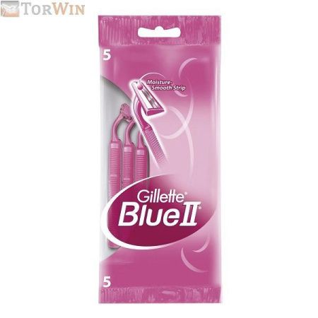 Бритвы одноразовые КОМПЛЕКТ 5 шт., GILLETTE (Жиллет) BLUE 2, для женщин