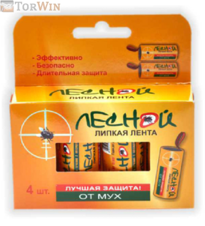 Лесной Лента липкая от мух на блистере 4 штуки