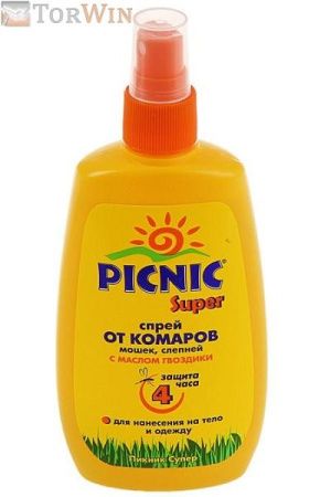 Picnic Super Спрей от комаров мошек слепней с маслом гвоздики 120 мл