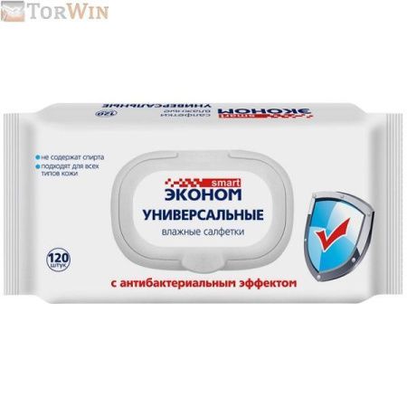 Салфетки влажные Smart Эконом с клапаном антибактериальные