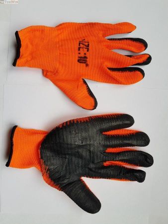 Перчатки стрейч оранжевые, черные пальцы