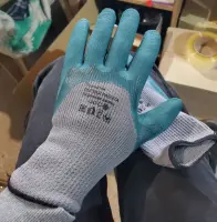 Перчатки Пена 75% Колесо -30 С тёмно зелёные,манжет х-б серый