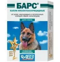 Барс Капли для собак против блох и клещей