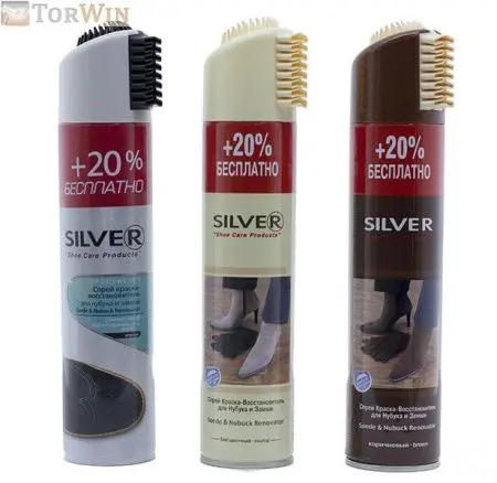 Silver Premium Аэрозоль краска для замши цвет Silver Premium Аэрозоль краска для замши цвет