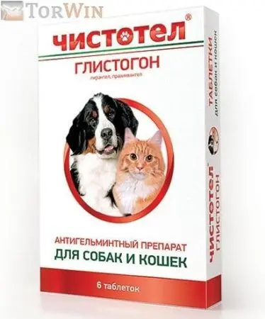 Чистотел Глистогон антигельминтный препарат для собак и кошек 6 таблеток