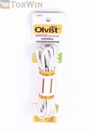 Olvist шнурки White для обуви круглые тонкие с воском цвет белый