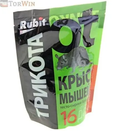 Rubit ТриКота Ot крыс и мышей 16 доз тесто-сырный брикет 150 г