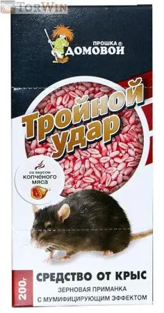 Домовой Прошка Тройной удар зерно от крыс и мышей с мумифицирующим эффектом
