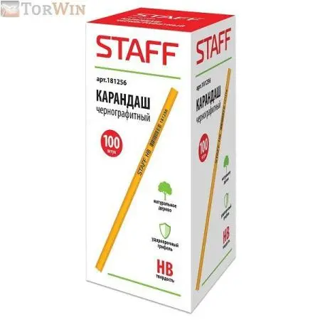 Карандаш  STAFF, твердость НВ, пластиковый, корпус ассорти, с резинкой, незаточенный