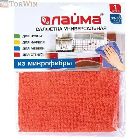 Салфетка универсальная, микрофибра, оранжевая, ЛАЙМА